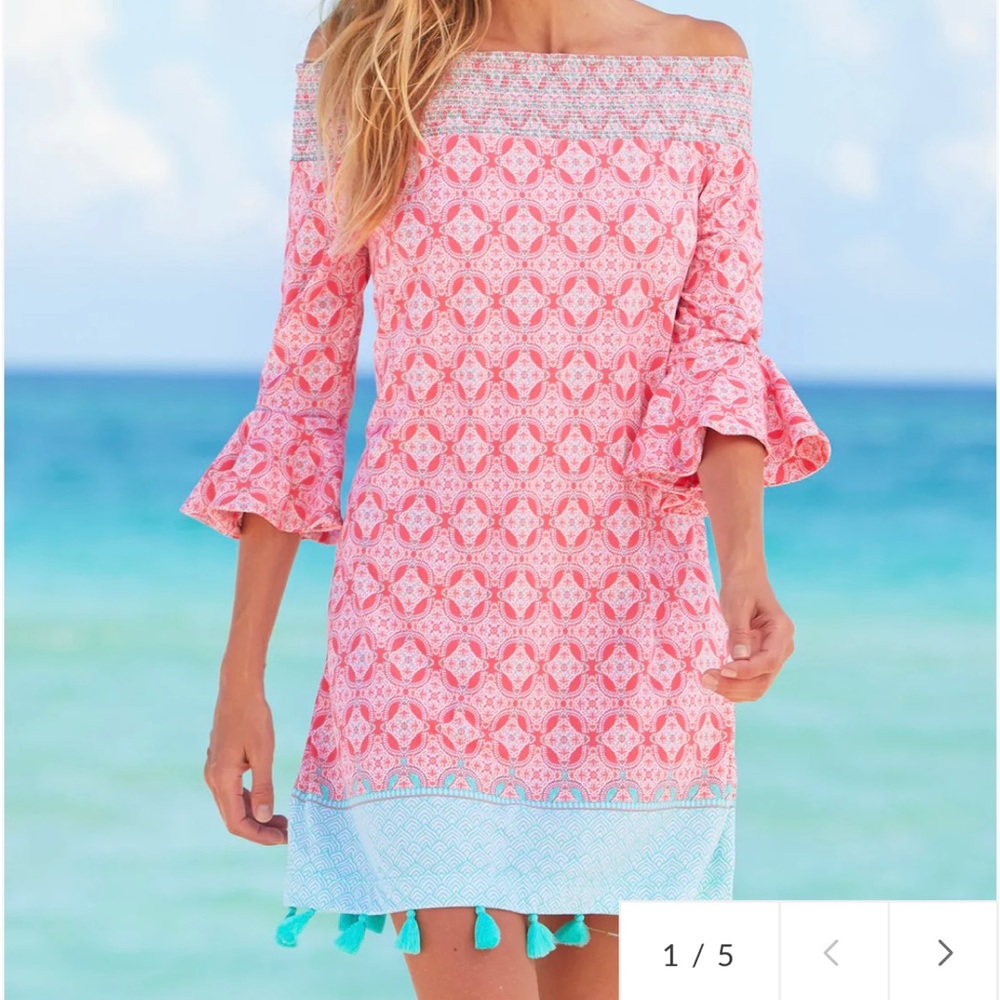 CABANA LIFE
Coral Tides Off the Shoulder Dress